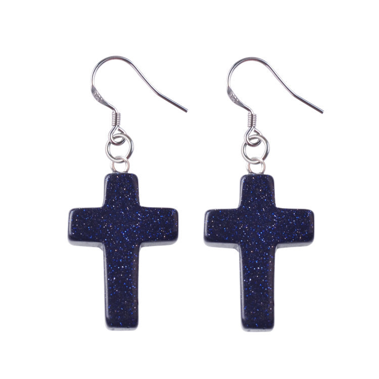 Natural Quartz Crystal Healing Gemstone Cross Pendant Earrings Pendulum Pendant Lucky Earrings Jewelry For Women Jewelry Making