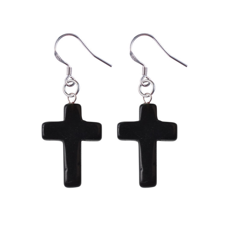 Natural Quartz Crystal Healing Gemstone Cross Pendant Earrings Pendulum Pendant Lucky Earrings Jewelry For Women Jewelry Making