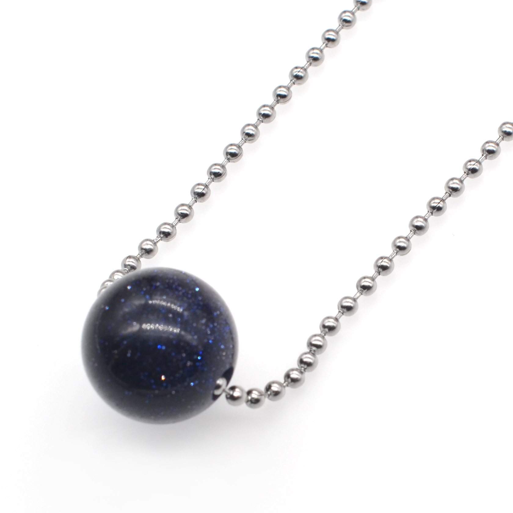 Natural 18MM Gemstone Crystal Sphere Beads Necklace with 60CM Chain