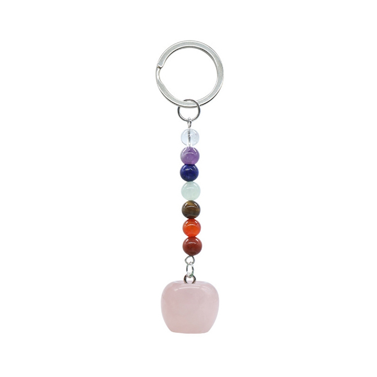 Natural Chakra Bead Apple Pendant Key Chain Healing Crystals Hanging Ornament Bag Decoration