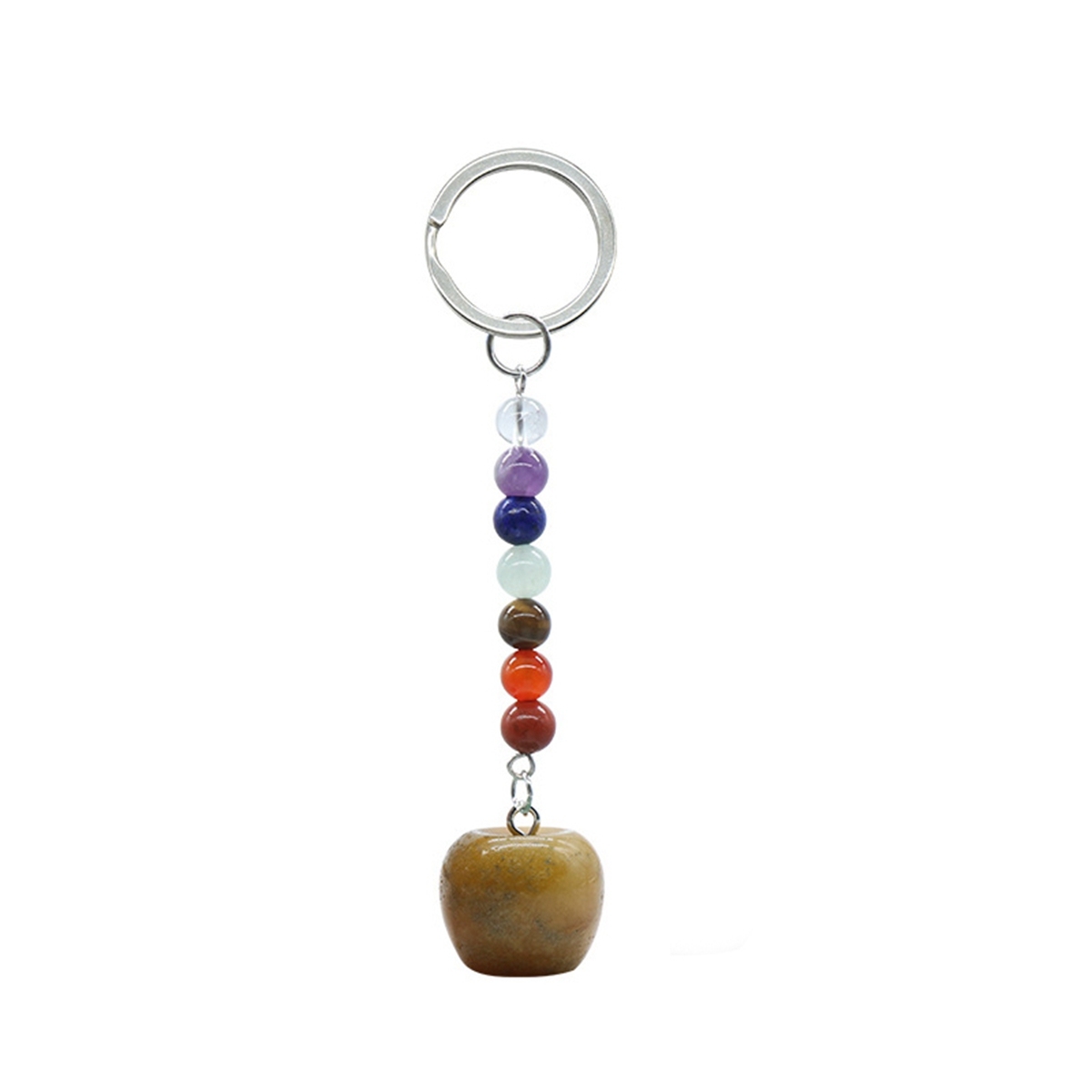 Natural Chakra Bead Apple Pendant Key Chain Healing Crystals Hanging Ornament Bag Decoration