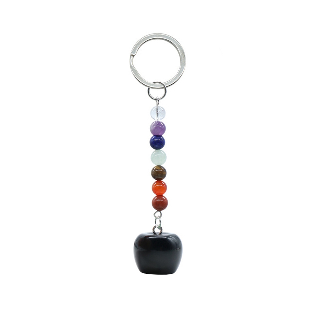 Natural Chakra Bead Apple Pendant Key Chain Healing Crystals Hanging Ornament Bag Decoration