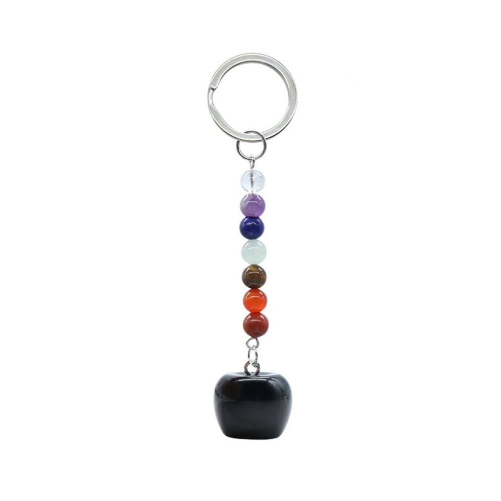 Natural Chakra Bead Apple Pendant Key Chain Healing Crystals Hanging Ornament Bag Decoration