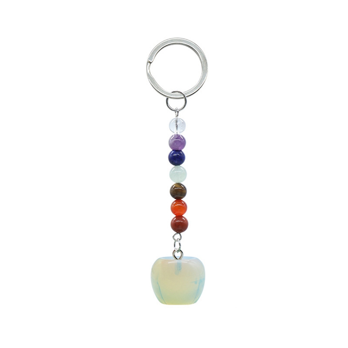 Natural Chakra Bead Apple Pendant Key Chain Healing Crystals Hanging Ornament Bag Decoration