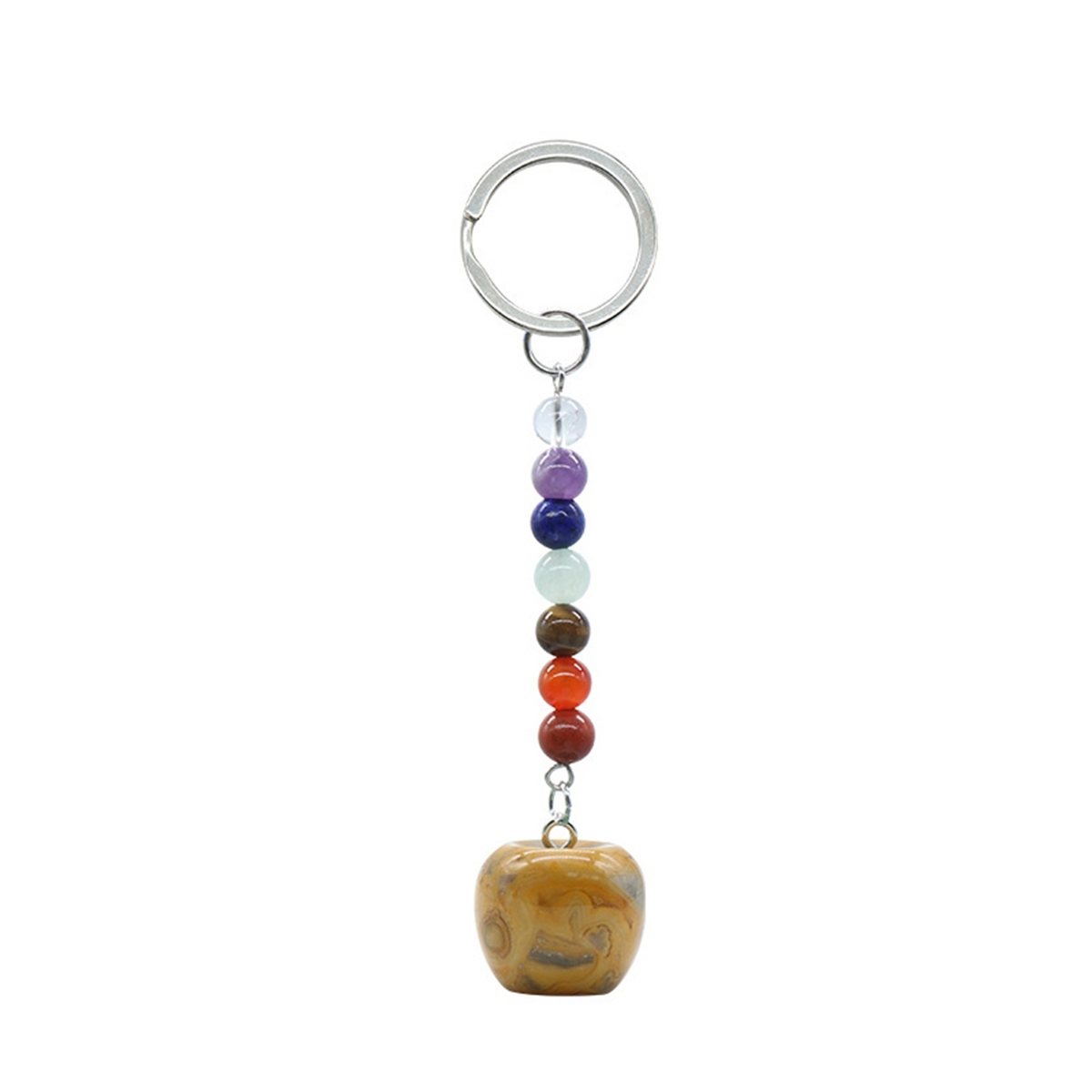 Natural Chakra Bead Apple Pendant Key Chain Healing Crystals Hanging Ornament Bag Decoration