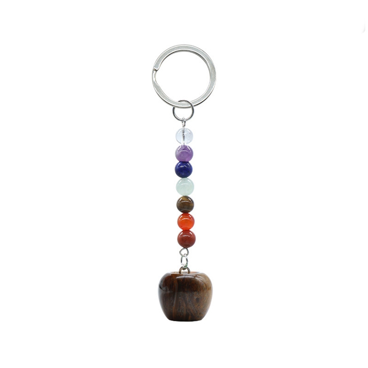Natural Chakra Bead Apple Pendant Key Chain Healing Crystals Hanging Ornament Bag Decoration