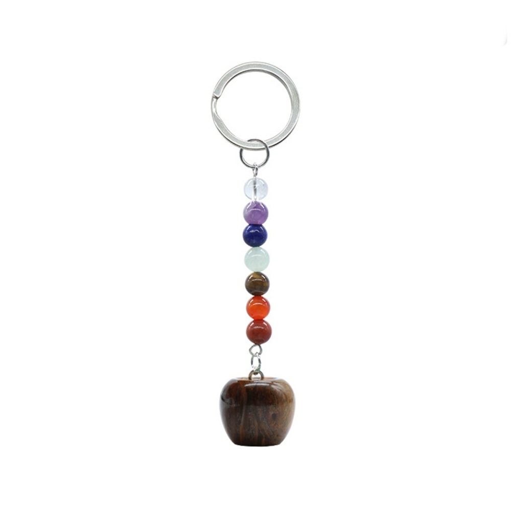 Natural Chakra Bead Apple Pendant Key Chain Healing Crystals Hanging Ornament Bag Decoration