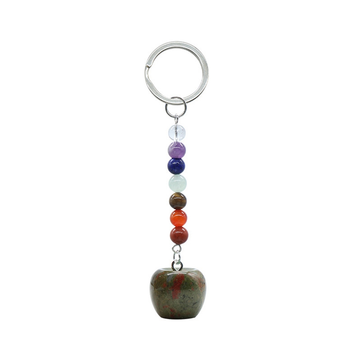 Natural Chakra Bead Apple Pendant Key Chain Healing Crystals Hanging Ornament Bag Decoration