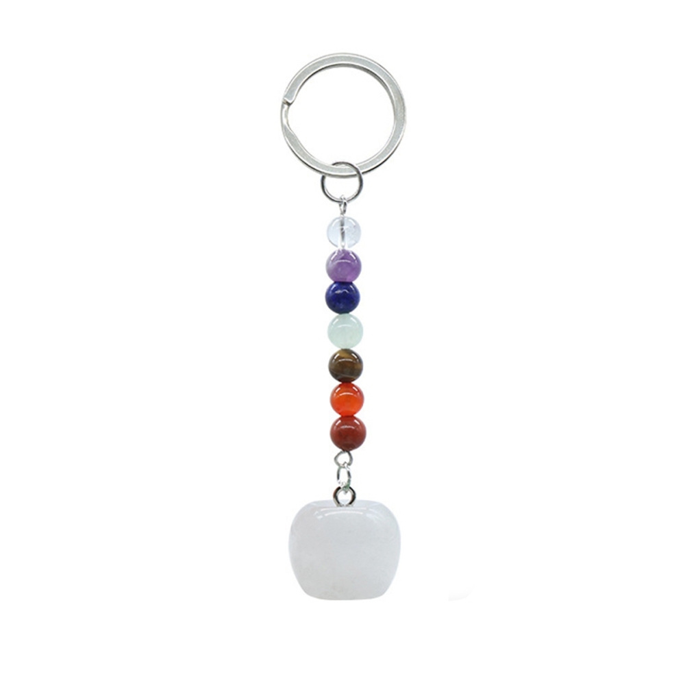 Natural Chakra Bead Apple Pendant Key Chain Healing Crystals Hanging Ornament Bag Decoration