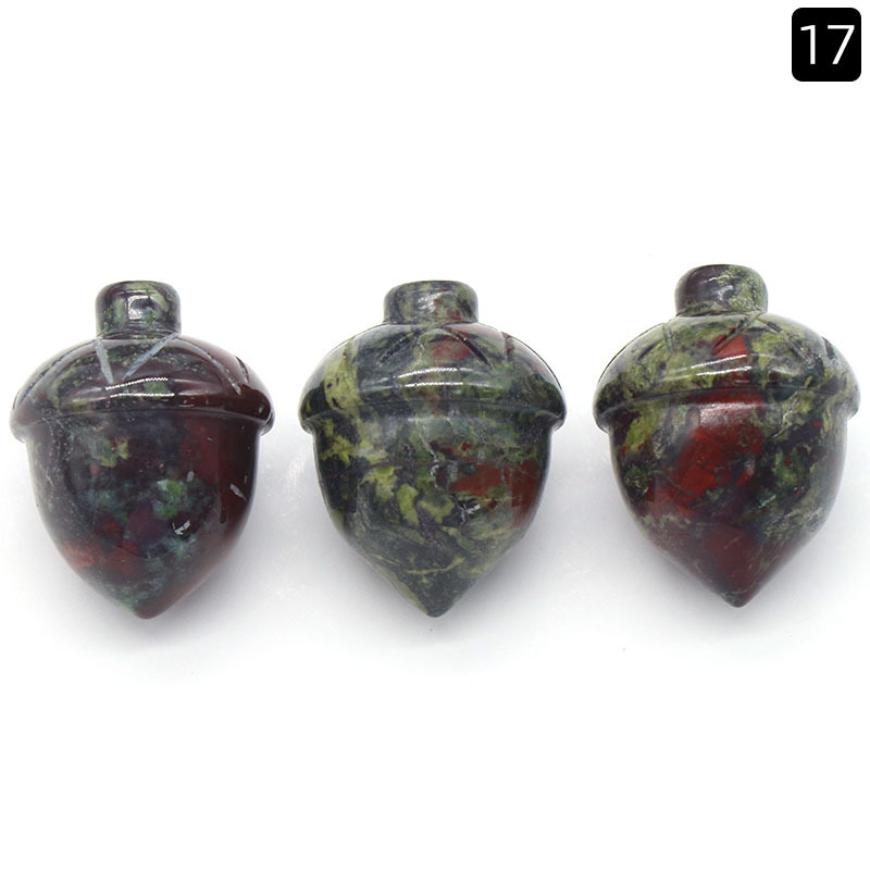 Hand Carving Christmas Rose Quartz Pine Nuts Natural Stone Hand Made Carved Crystal Pinecone For Decoration