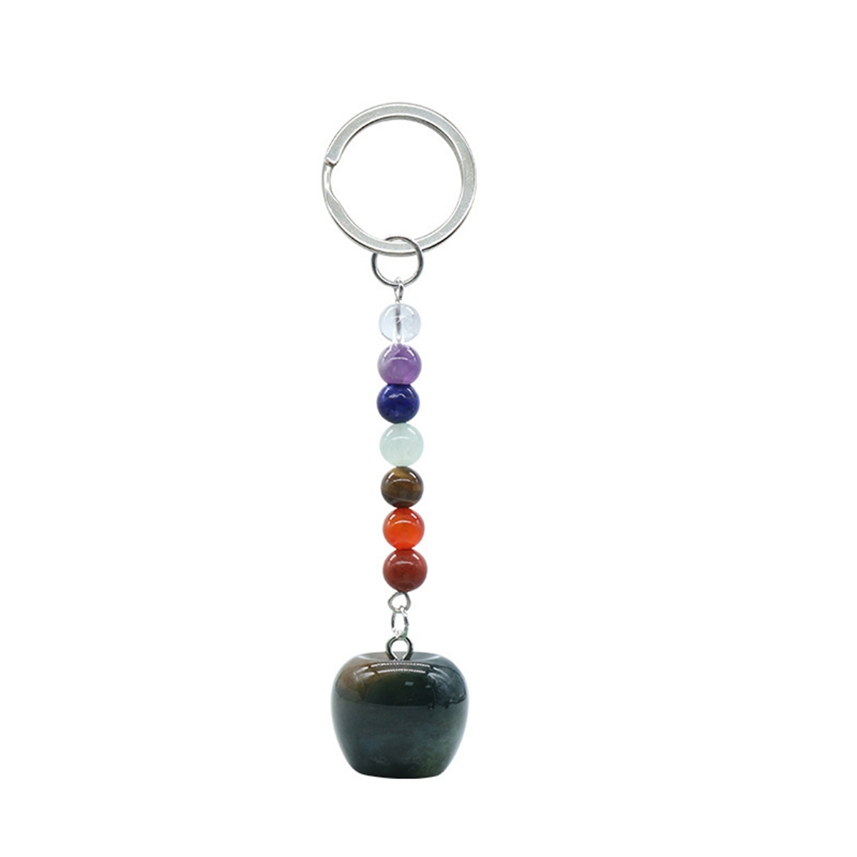 Natural Chakra Bead Apple Pendant Key Chain Healing Crystals Hanging Ornament Bag Decoration