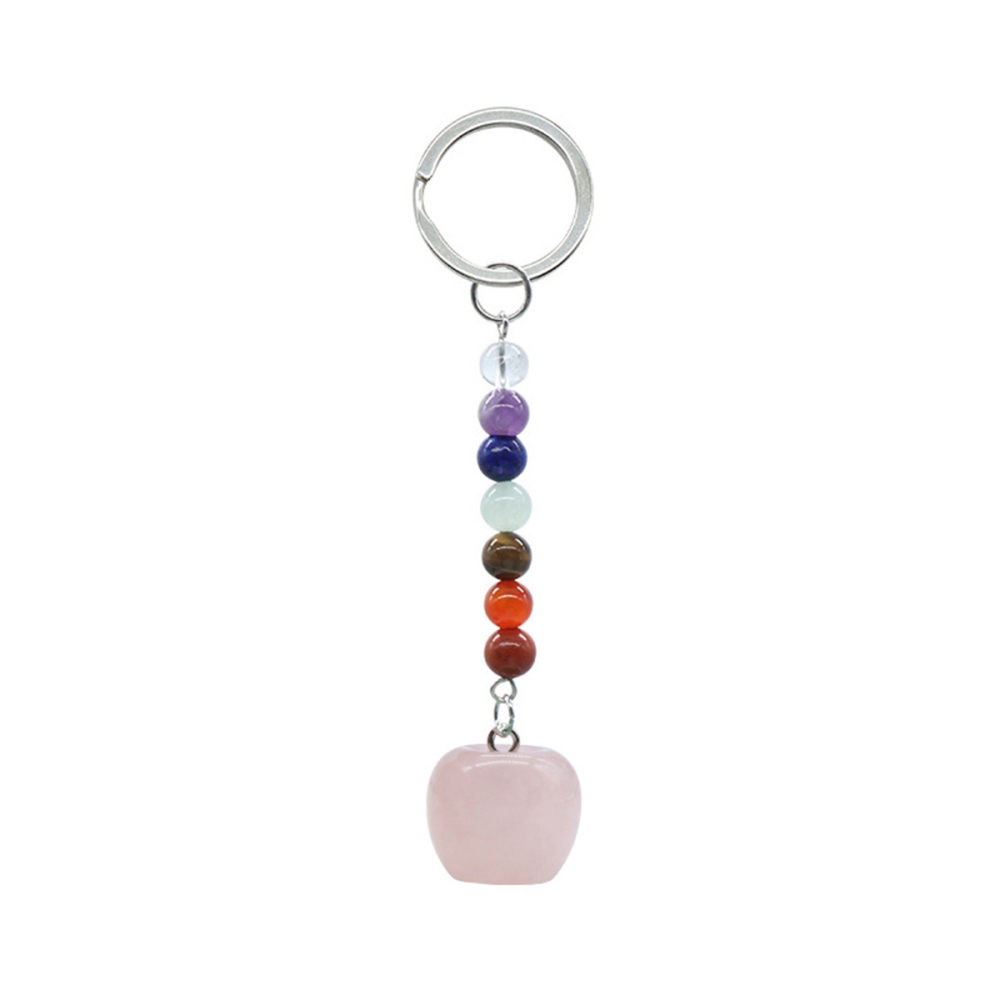 Natural Chakra Bead Apple Pendant Key Chain Healing Crystals Hanging Ornament Bag Decoration