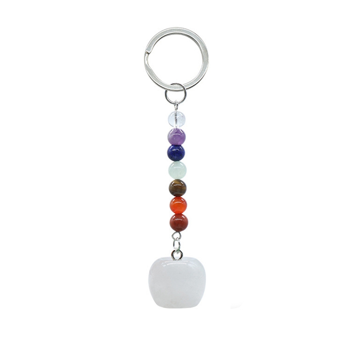 Natural Chakra Bead Apple Pendant Key Chain Healing Crystals Hanging Ornament Bag Decoration