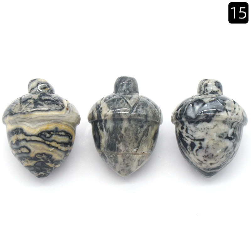 Hand Carving Christmas Rose Quartz Pine Nuts Natural Stone Hand Made Carved Crystal Pinecone For Decoration