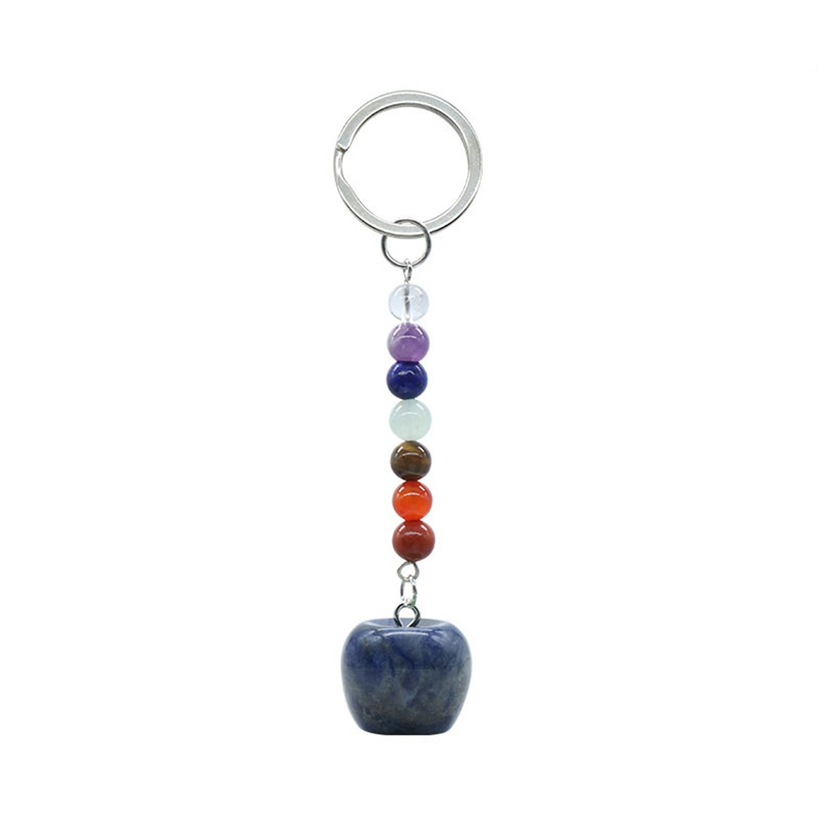 Natural Chakra Bead Apple Pendant Key Chain Healing Crystals Hanging Ornament Bag Decoration