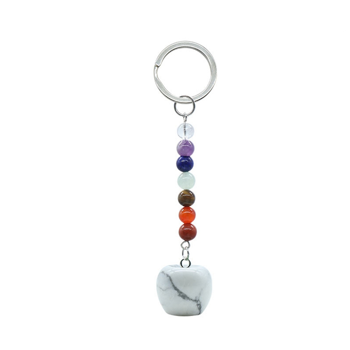 Natural Chakra Bead Apple Pendant Key Chain Healing Crystals Hanging Ornament Bag Decoration