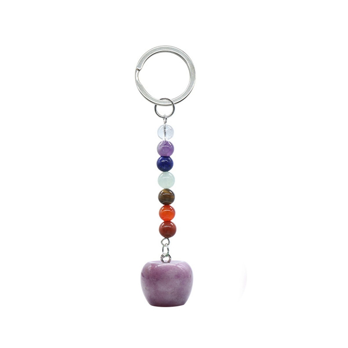Natural Chakra Bead Apple Pendant Key Chain Healing Crystals Hanging Ornament Bag Decoration