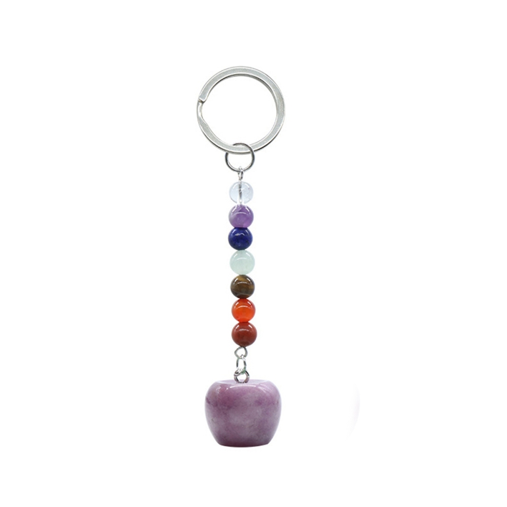 Natural Chakra Bead Apple Pendant Key Chain Healing Crystals Hanging Ornament Bag Decoration