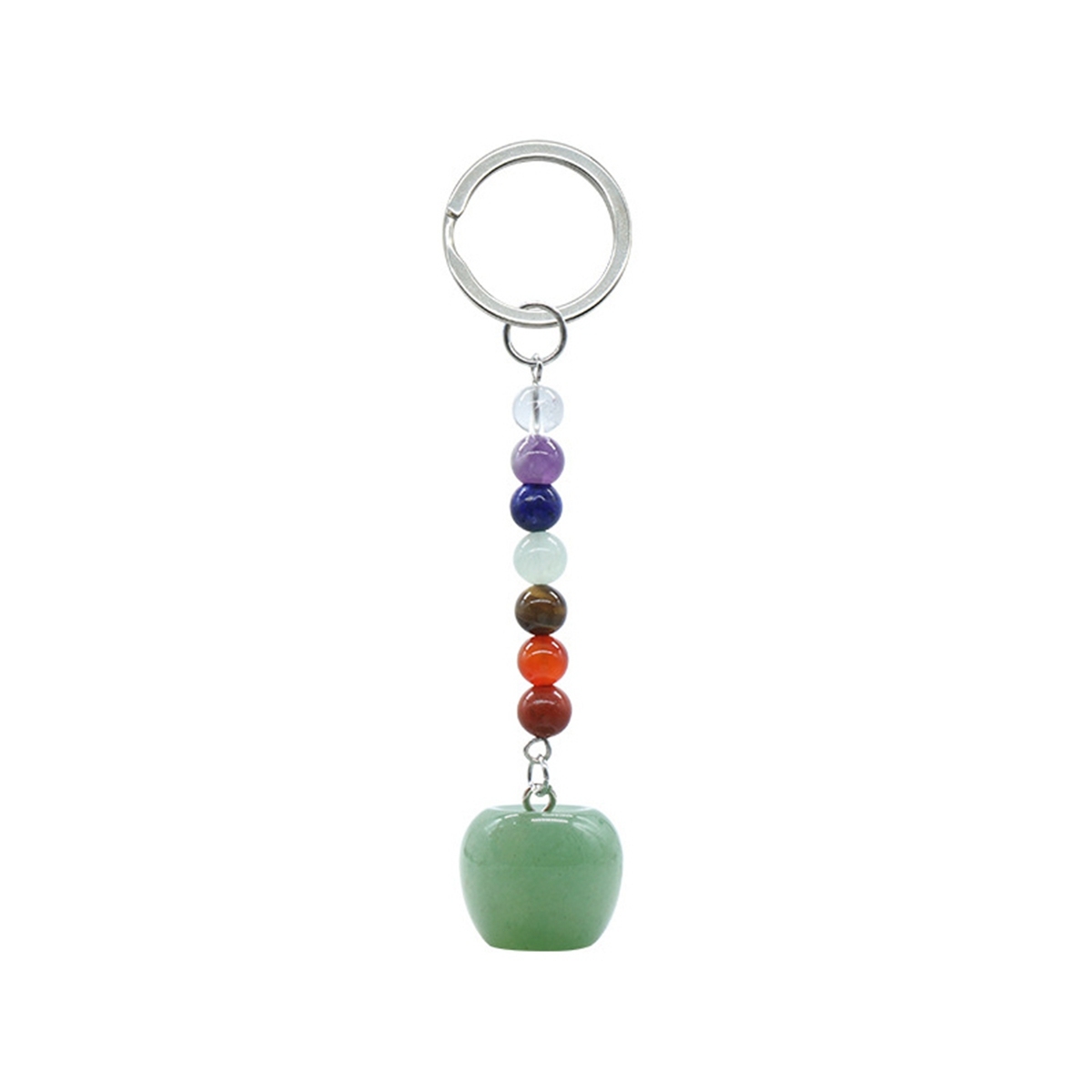 Natural Chakra Bead Apple Pendant Key Chain Healing Crystals Hanging Ornament Bag Decoration