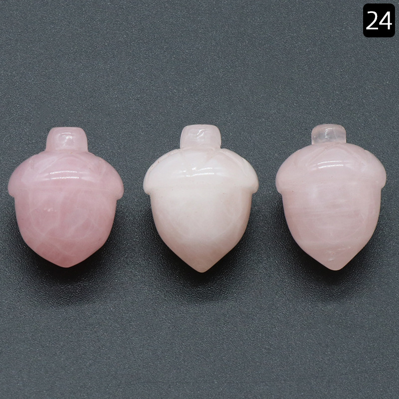 Hand Carving Christmas Rose Quartz Pine Nuts Natural Stone Hand Made Carved Crystal Pinecone For Decoration