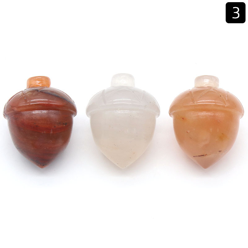 Hand Carving Christmas Rose Quartz Pine Nuts Natural Stone Hand Made Carved Crystal Pinecone For Decoration