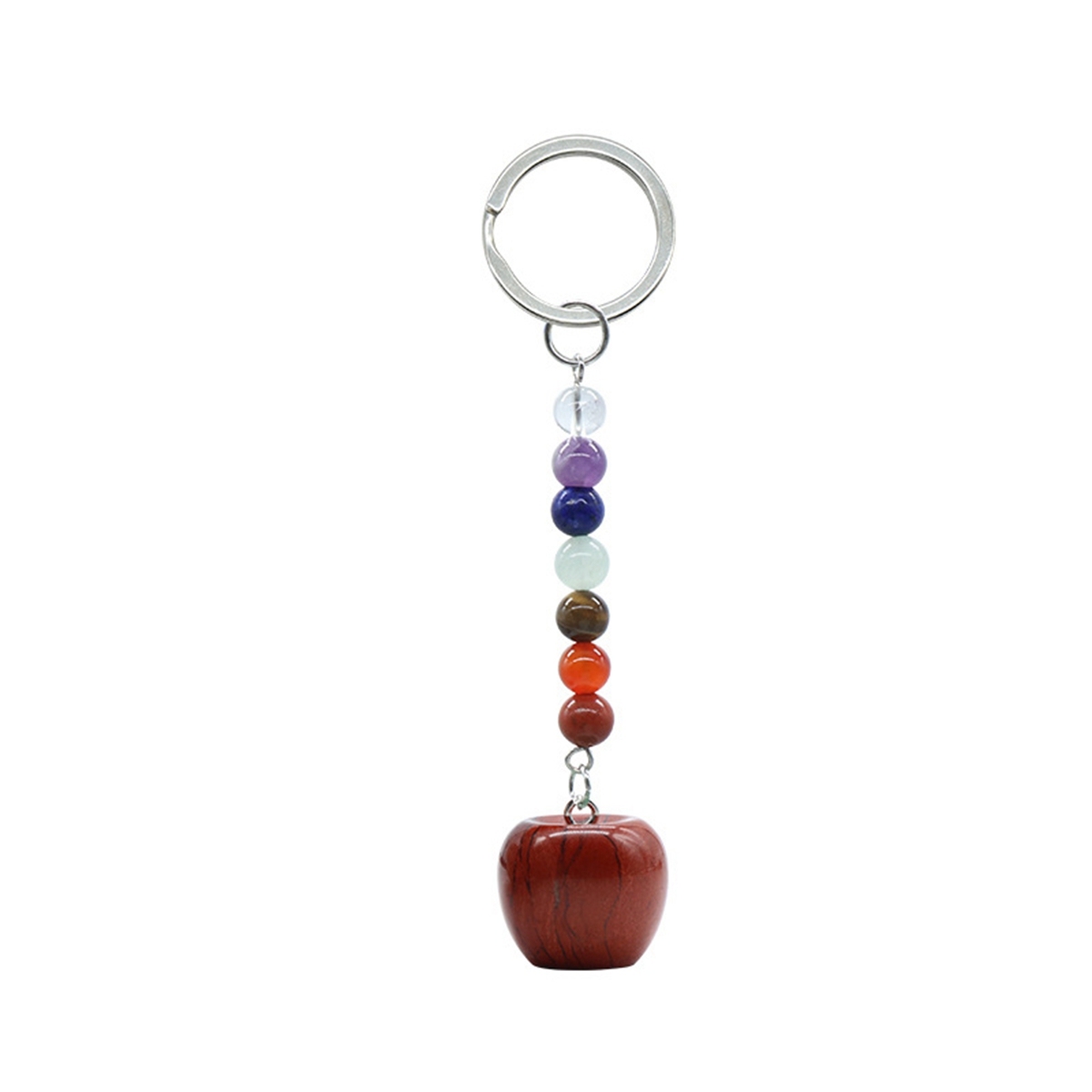 Natural Chakra Bead Apple Pendant Key Chain Healing Crystals Hanging Ornament Bag Decoration