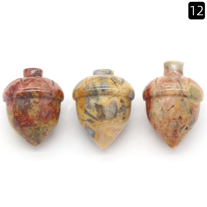 Hand Carving Christmas Rose Quartz Pine Nuts Natural Stone Hand Made Carved Crystal Pinecone For Decoration