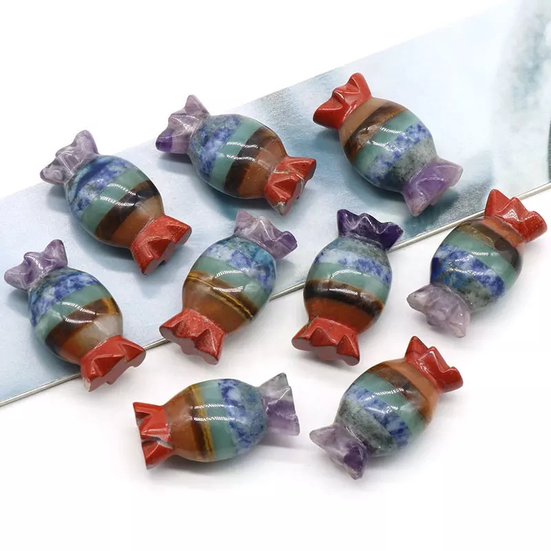 7 Chakra Candy Crafts Natural Colorful Sweet Healing Crystal Stone Ornament For Halloween Gift Jewelry
