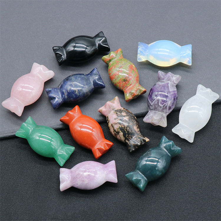 Natural Stone Carving Festival Candy Gift Gemstone Agate Ornaments Folk Arts Healing Energy For Decorate