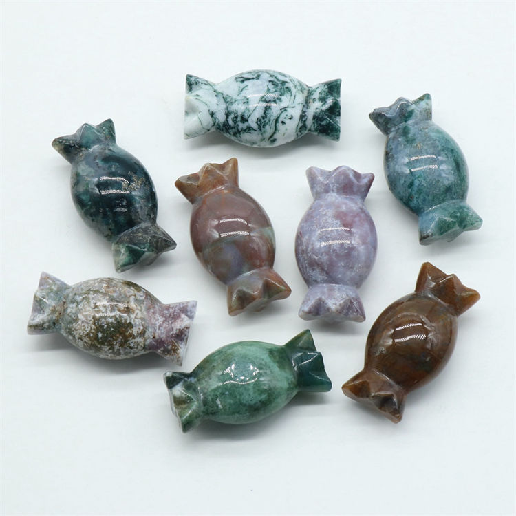 Natural Stone Carving Festival Candy Gift Gemstone Agate Ornaments Folk Arts Healing Energy For Decorate