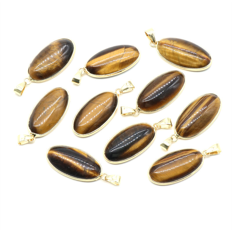 15x30mm Natural Crystal Stone Agates Cute Oval Shape Pendant Necklace Gemstone Pendant Crystal Stone