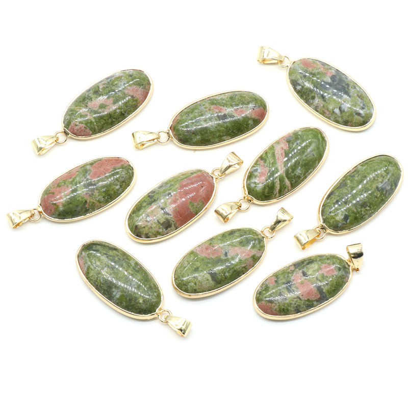 15x30mm Natural Crystal Stone Agates Cute Oval Shape Pendant Necklace Gemstone Pendant Crystal Stone