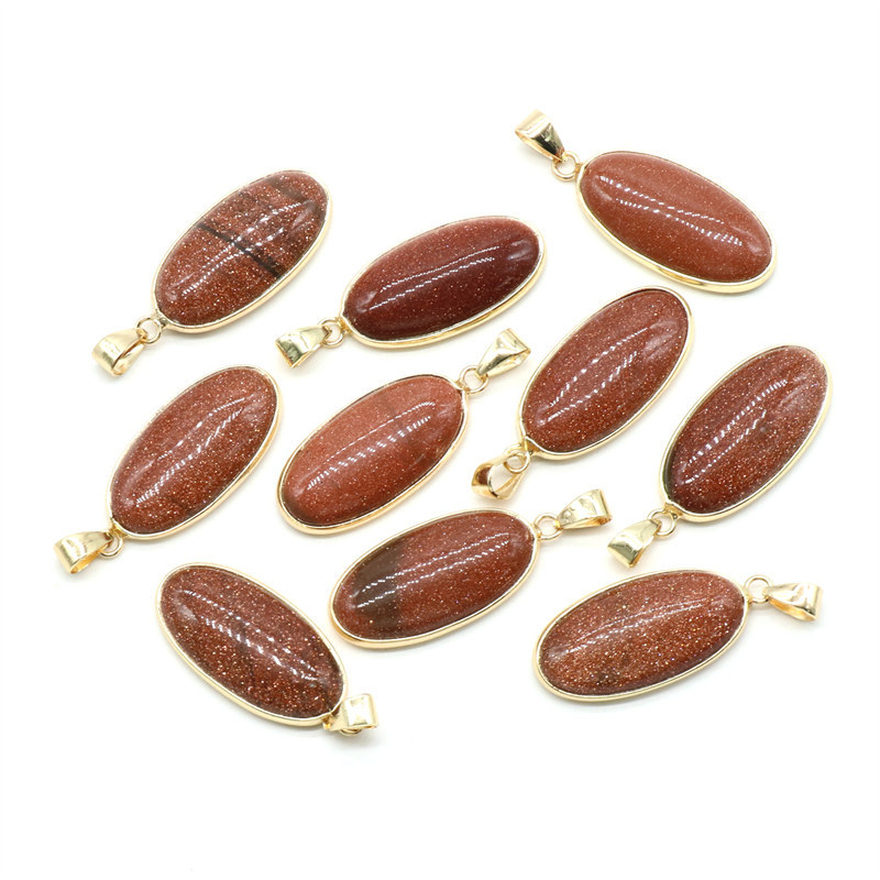 15x30mm Natural Crystal Stone Agates Cute Oval Shape Pendant Necklace Gemstone Pendant Crystal Stone