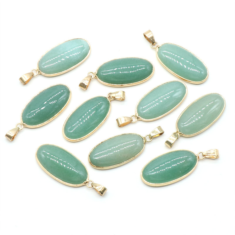 15x30mm Natural Crystal Stone Agates Cute Oval Shape Pendant Necklace Gemstone Pendant Crystal Stone