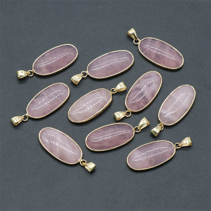 15x30mm Natural Crystal Stone Agates Cute Oval Shape Pendant Necklace Gemstone Pendant Crystal Stone
