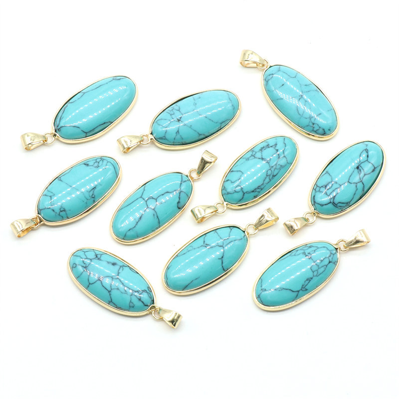 15x30mm Natural Crystal Stone Agates Cute Oval Shape Pendant Necklace Gemstone Pendant Crystal Stone