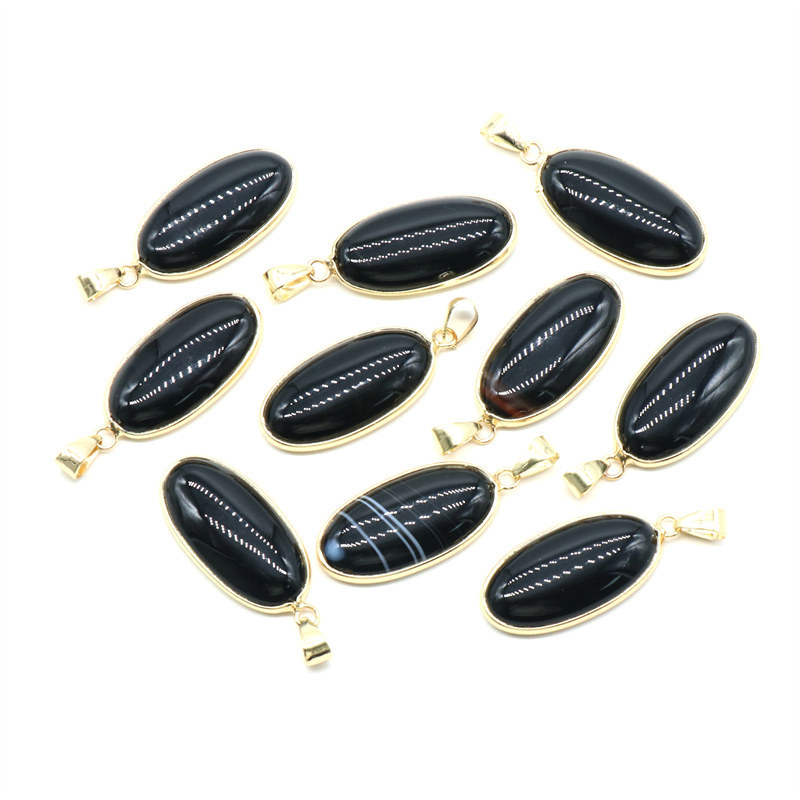 15x30mm Natural Crystal Stone Agates Cute Oval Shape Pendant Necklace Gemstone Pendant Crystal Stone