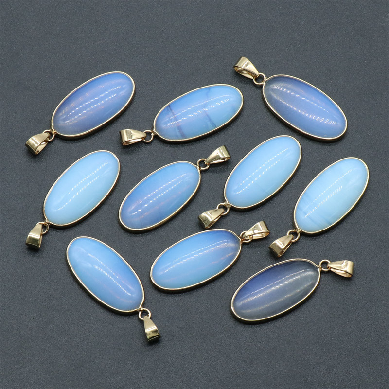 15x30mm Natural Crystal Stone Agates Cute Oval Shape Pendant Necklace Gemstone Pendant Crystal Stone