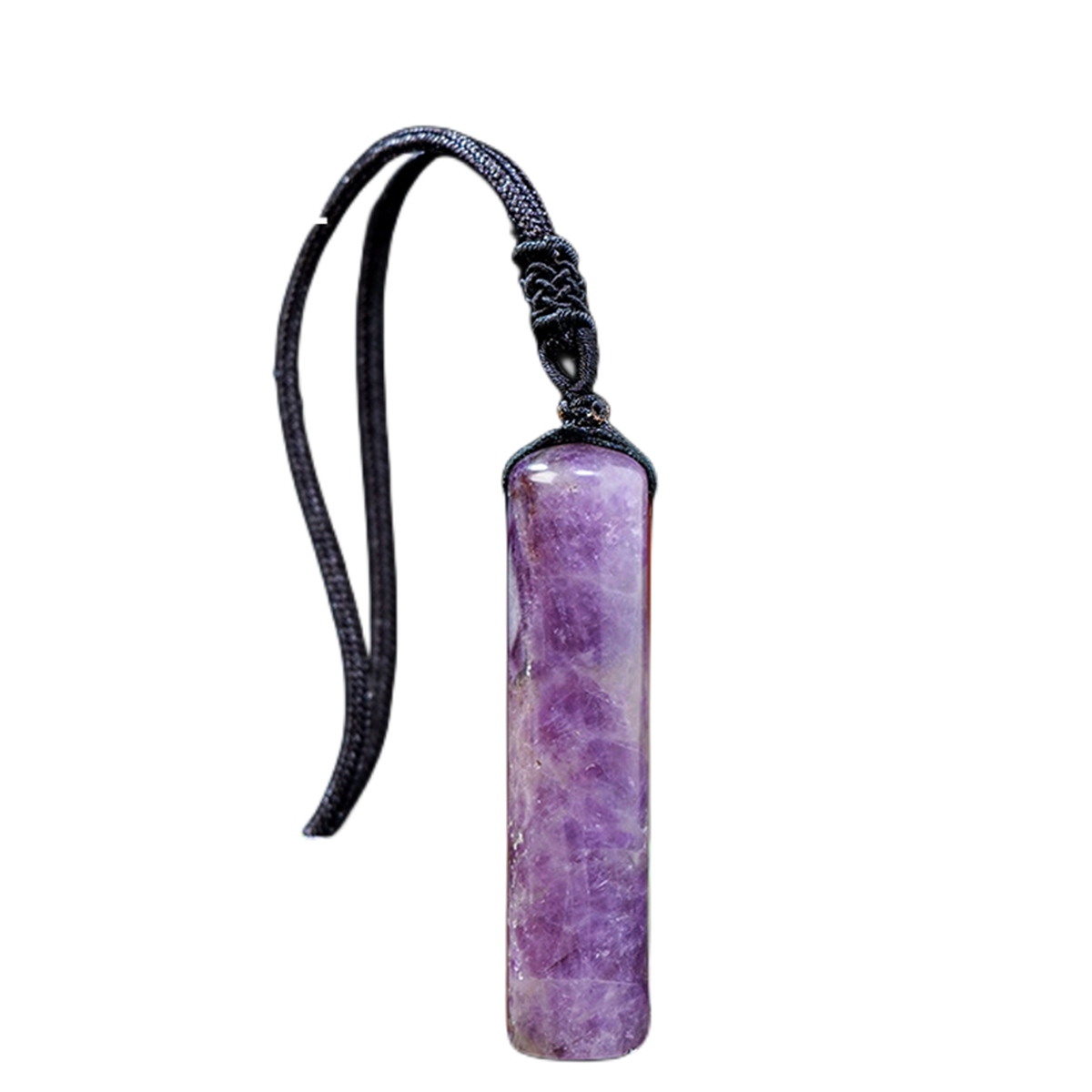 14x60mm Healing Crystal Cylinder Pendant Necklace for Women Men Wand Amulet Reiki Stone Adjustable Braided Cord