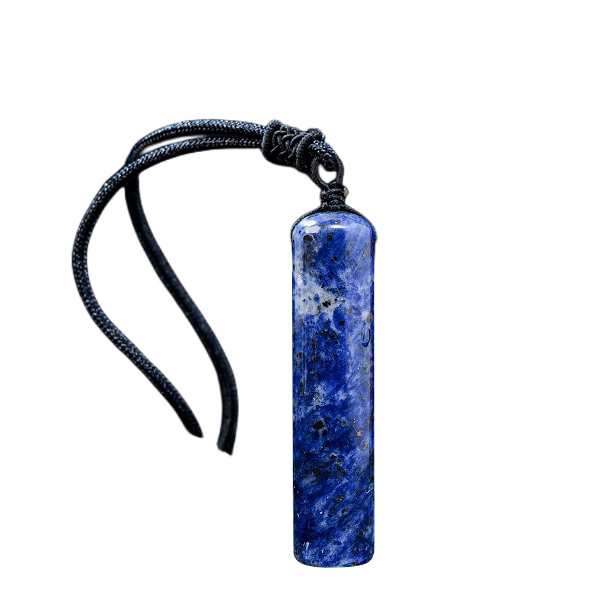 14x60mm Healing Crystal Cylinder Pendant Necklace for Women Men Wand Amulet Reiki Stone Adjustable Braided Cord