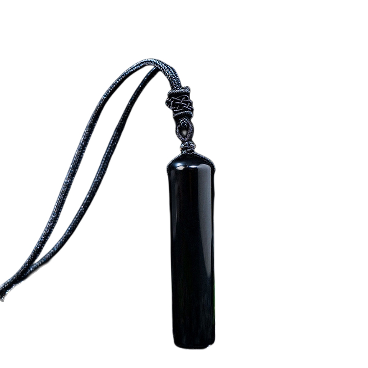 14x60mm Healing Crystal Cylinder Pendant Necklace for Women Men Wand Amulet Reiki Stone Adjustable Braided Cord