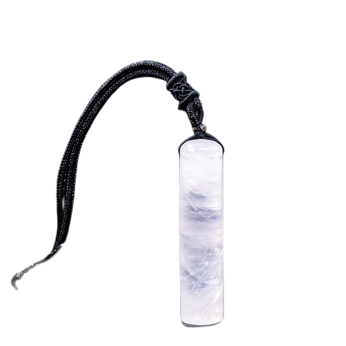 14x60mm Healing Crystal Cylinder Pendant Necklace for Women Men Wand Amulet Reiki Stone Adjustable Braided Cord