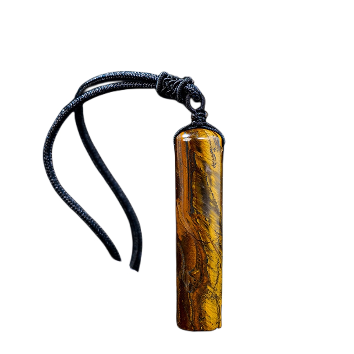 14x60mm Healing Crystal Cylinder Pendant Necklace for Women Men Wand Amulet Reiki Stone Adjustable Braided Cord