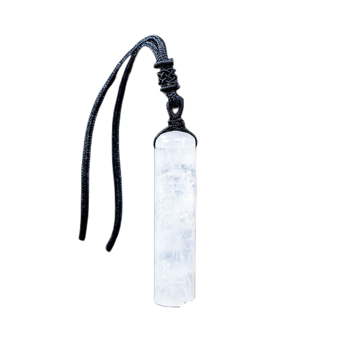14x60mm Healing Crystal Cylinder Pendant Necklace for Women Men Wand Amulet Reiki Stone Adjustable Braided Cord