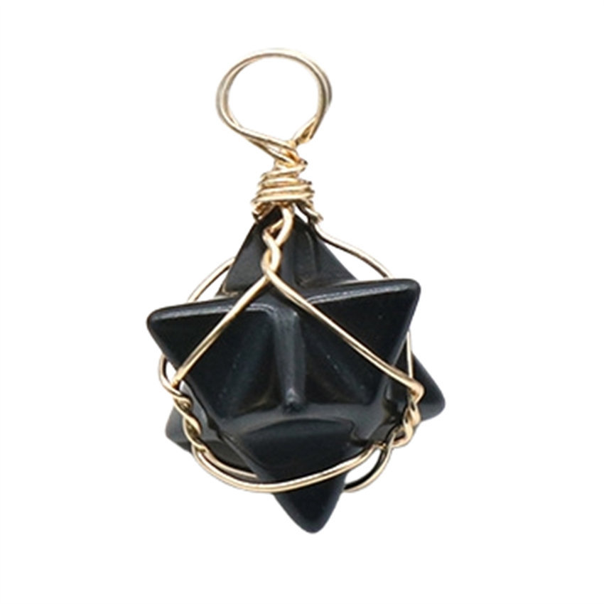 Wholesale Natural Amethyst Rose Quartz Wire Wrap Merkaba Hexagram Pendant For Gifts