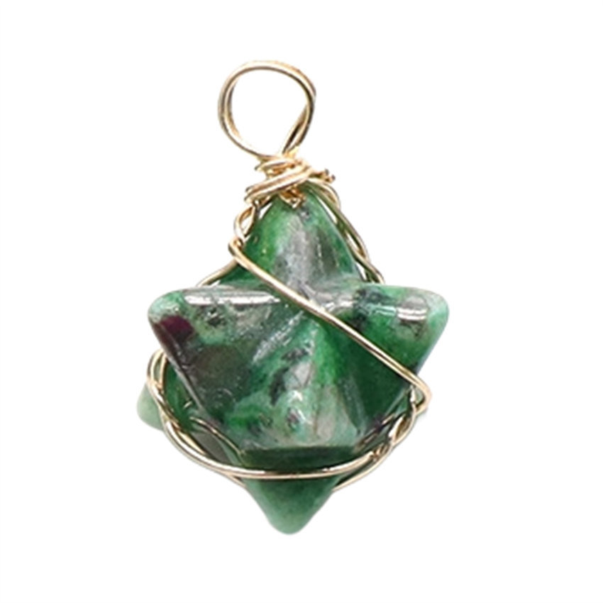 Wholesale Natural Amethyst Rose Quartz Wire Wrap Merkaba Hexagram Pendant For Gifts