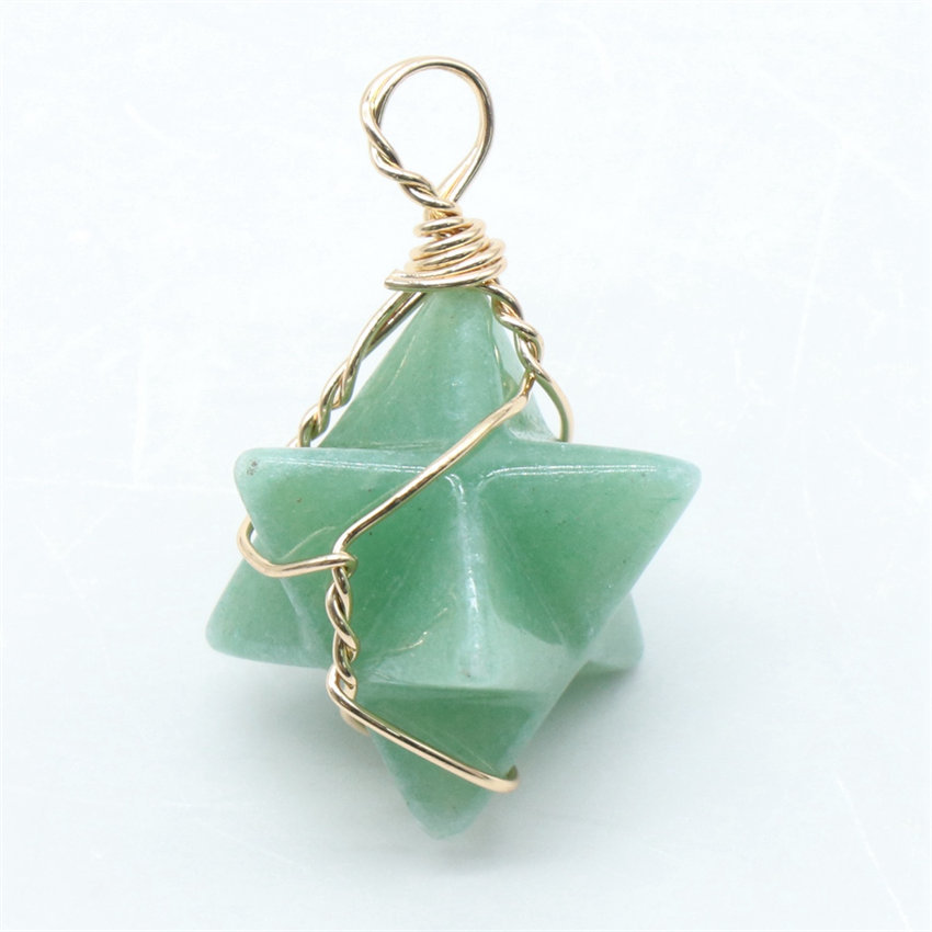 Wholesale Natural Amethyst Rose Quartz Wire Wrap Merkaba Hexagram Pendant For Gifts