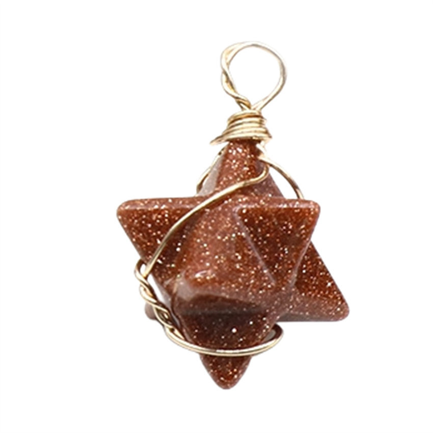 Wholesale Natural Amethyst Rose Quartz Wire Wrap Merkaba Hexagram Pendant For Gifts