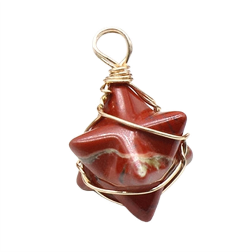 Wholesale Natural Amethyst Rose Quartz Wire Wrap Merkaba Hexagram Pendant For Gifts