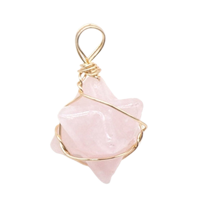 Wholesale Natural Amethyst Rose Quartz Wire Wrap Merkaba Hexagram Pendant For Gifts